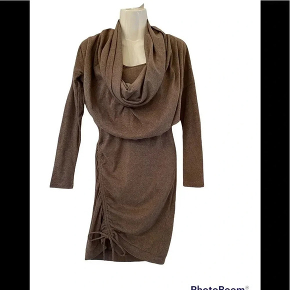 Anthropologie Ryu Convertible Cinched Drawstring Side Cowlneck Dress Sz S - Picture 1 of 12